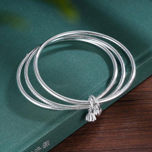 子佩集S999银【两世成欢】手镯【ZZSZ011】纯银三个圈莲蓬2504 商品图3