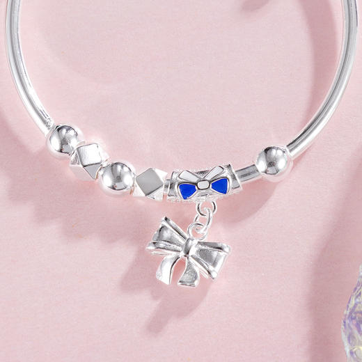 子佩集S999银【祥蝶雅宝】童镯【ZZSZ003】纯银蓝色蝴蝶结2504 商品图2