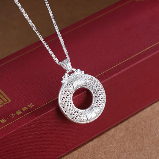 子佩集S990银【福福相至】套链【MXTL029】纯银花丝平安扣福项链2504 商品图3
