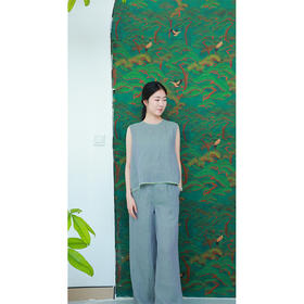 【抖音专属】新中式马甲（25704203朝雾）+直筒裤（25709204朝雾）