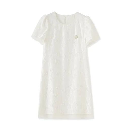 「高货wl」全新升级【铂金会员330/天猫439/差价109】(11748)洛诗琳时尚圆领气质名媛剪花浮雕提花圆领拼接纱连衣裙女夏11748 商品图4