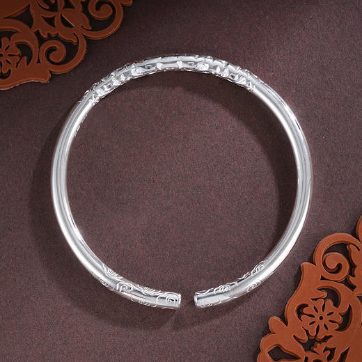 子佩集S999银【云浮祥遇】手镯【ZZSZ007】纯银祥云圆棍开口2504 商品图2