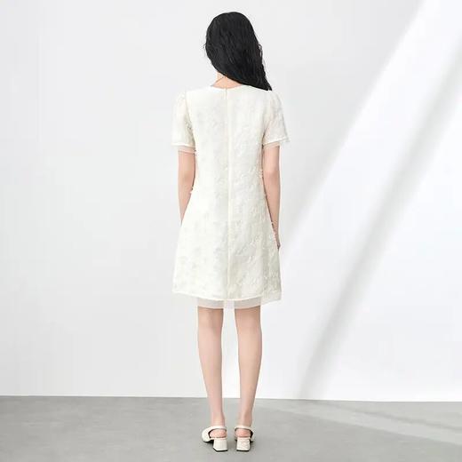 「高货wl」全新升级【铂金会员330/天猫439/差价109】(11748)洛诗琳时尚圆领气质名媛剪花浮雕提花圆领拼接纱连衣裙女夏11748 商品图1