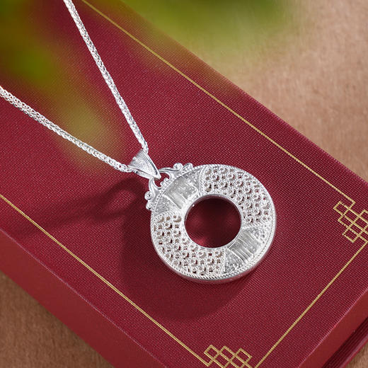 子佩集S990银【福福相至】套链【MXTL029】纯银花丝平安扣福项链2504 商品图1