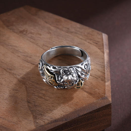 子佩集S925银【瑞兽风华】戒指【FJJZ001】纯银貔貅镀金仿古男士2504 商品图2
