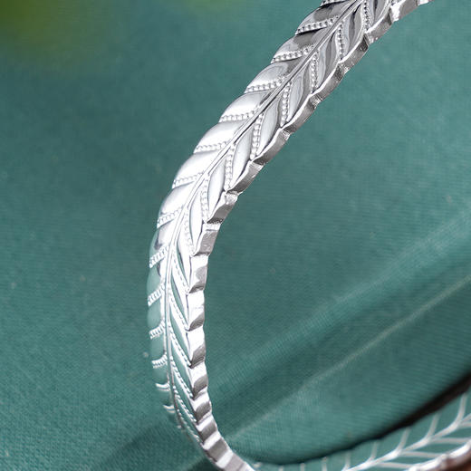 子佩集S999银【神赐福泽】手镯【ZZSZ009】纯银叶脉叶子树叶招财纳福开口2504 商品图4