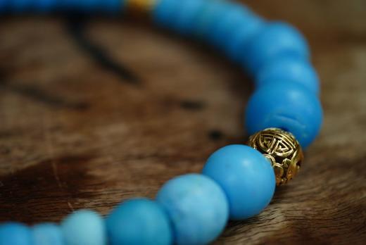 老蓝琉璃银鎏金珠日本丝线编绳项链 商品图3