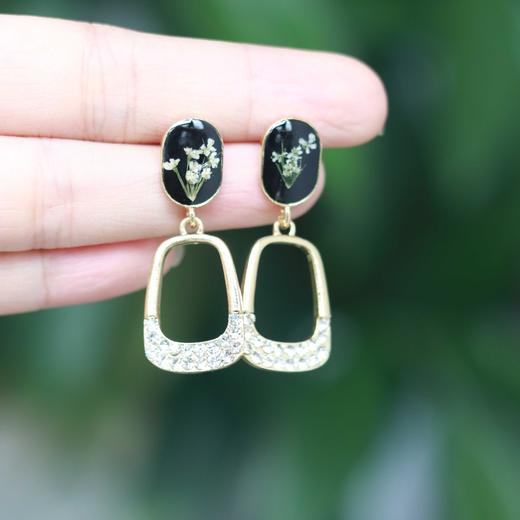 复古uv胶押花耳环 商品图0