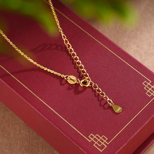 子佩集S925银【华年永续】套链【DZ05249】纯银和田玉镀金珐琅彩项链2504 商品图4