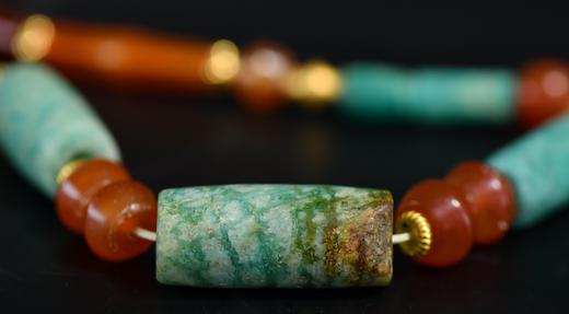 清代天河石老玛瑙竹节纯金麻花隔片项链 商品图5