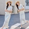 法式超好看蕾丝拼接，短袖上衣长裙套装HR-LMJY6918 商品缩略图0
