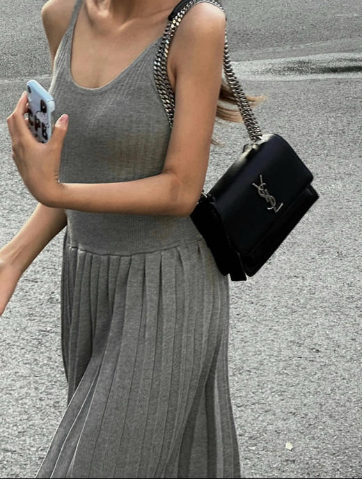 ysl 中号 黑银 牛皮 日落包 商品图3