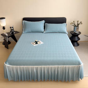 夏季设计师款A类凉感床裙款凉席三件套