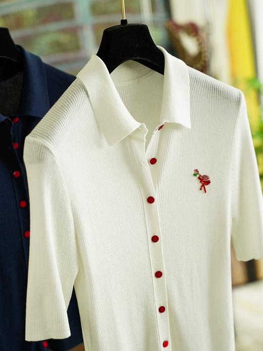 哥弟超细美丽诺桑蚕丝薄软抗起球手工珠片火烈鸟polo衫 商品图8