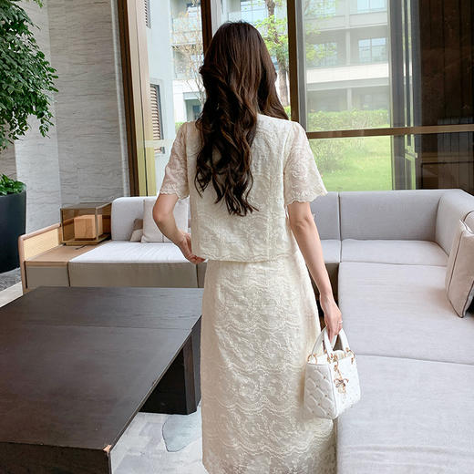 【清仓超15天不保价】奢姿大码女装2025夏季减龄提花时尚两件套胖妹妹通勤百褶设计套装9952969331【1】 商品图3