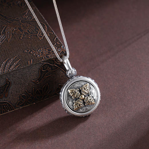 子佩集S925银【金刚福佑】吊坠【FJDZ002】纯银可转动镀金(不含链)2504 商品图1