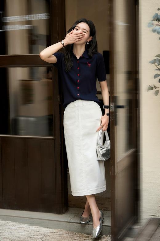 哥弟超细美丽诺桑蚕丝薄软抗起球手工珠片火烈鸟polo衫 商品图2