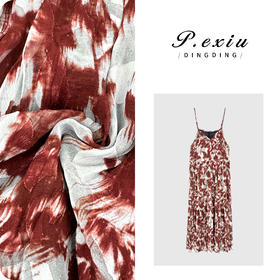 03-4潘依绣丁丁宠粉【巴黎香颂】重工植绒烧花度假风吊带连衣裙W-63017