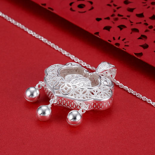 子佩集S990银【福星】福之将至长命锁套链【CM4011】纯银花丝锁项链2504 商品图9