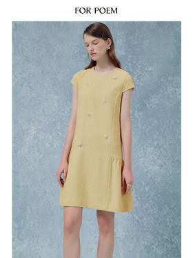 ForPoem 现货 25/SS原创设计肌理感精致珍珠花短袖连衣裙
