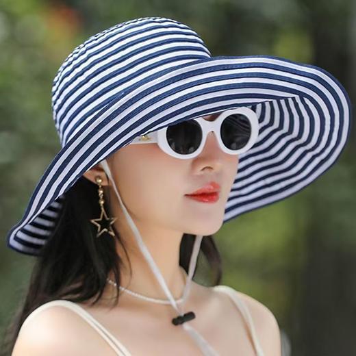 【爆款!夏日出街必备🔥】日系可折叠渔夫帽🌞防晒又时髦，条纹设计显脸小，大头围也能戴！快来Pick你的夏日焦点🎀超百搭出街海滩渔夫帽 商品图6