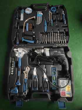 【货号04394A】包邮卡玛顿带电钻包邮电钻套盒卡玛顿13毫米电钻套装工具箱子全套手动工具