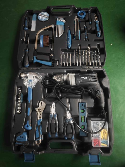【货号04394A】包邮卡玛顿带电钻包邮电钻套盒卡玛顿13毫米电钻套装工具箱子全套手动工具 商品图0