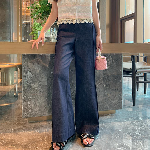奢姿大码女装2025夏季韩式休闲阔腿时尚牛仔裤胖妹妹百搭简约裤子9952521913 商品图1