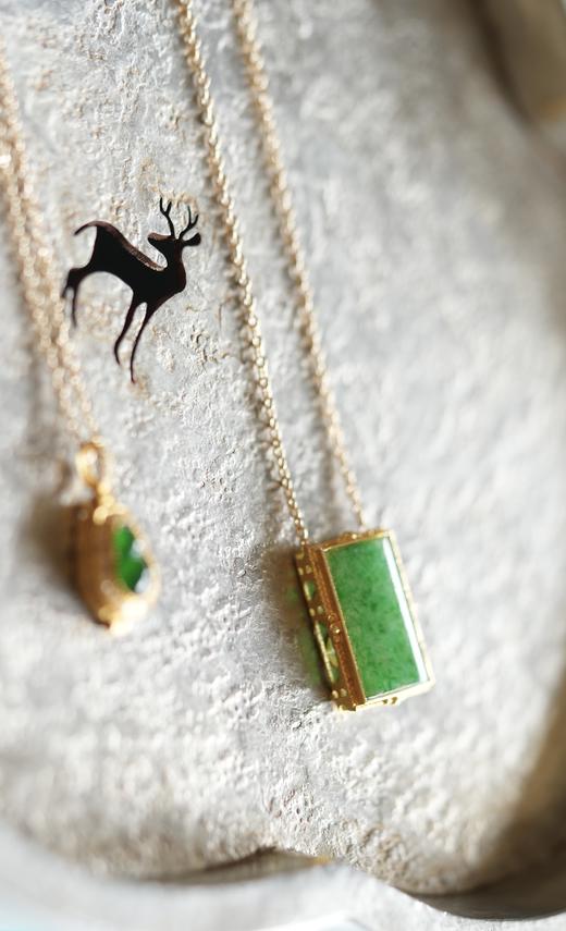 翡翠18K金戒面吊坠 商品图2