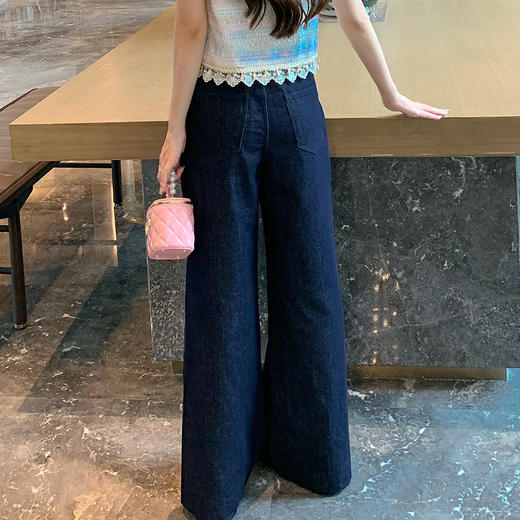 奢姿大码女装2025夏季韩式休闲阔腿时尚牛仔裤胖妹妹百搭简约裤子9952521913 商品图3