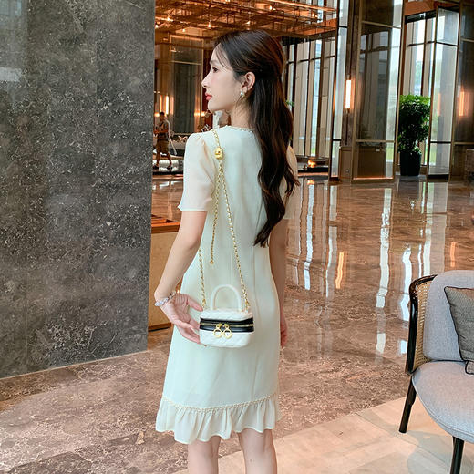 奢姿大码女装2025新款夏季胖妹妹小香风荷叶连衣裙中长气质裙子9952853191 商品图3