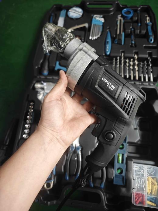 【货号04394A】包邮卡玛顿带电钻包邮电钻套盒卡玛顿13毫米电钻套装工具箱子全套手动工具 商品图8