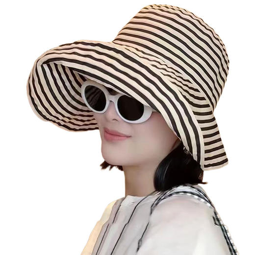 【爆款!夏日出街必备🔥】日系可折叠渔夫帽🌞防晒又时髦，条纹设计显脸小，大头围也能戴！快来Pick你的夏日焦点🎀超百搭出街海滩渔夫帽 商品图4