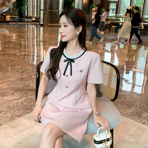 奢姿大码女装2025夏季减龄蝴蝶结俏皮连衣裙胖妹妹时尚小香风裙子9952853295 商品图2