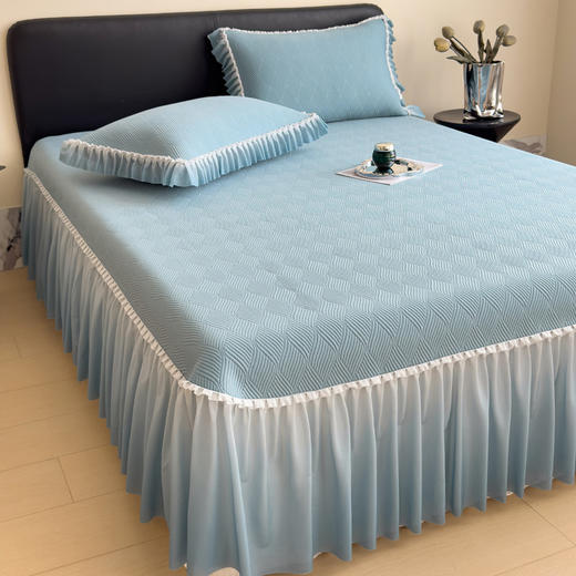 夏季设计师款A类凉感床裙款凉席三件套 商品图1