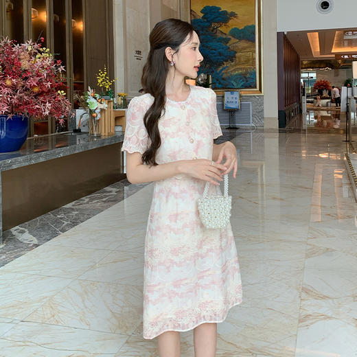 奢姿大码女装2025夏季时尚假两件拼接连衣裙胖妹妹印花减龄裙子9952890488 商品图1