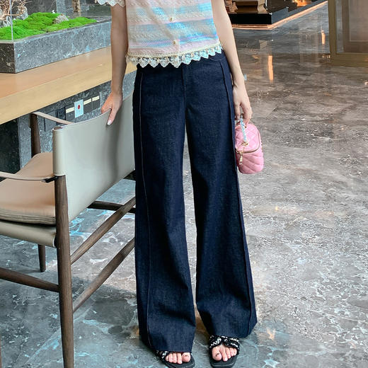 奢姿大码女装2025夏季韩式休闲阔腿时尚牛仔裤胖妹妹百搭简约裤子9952521913 商品图4