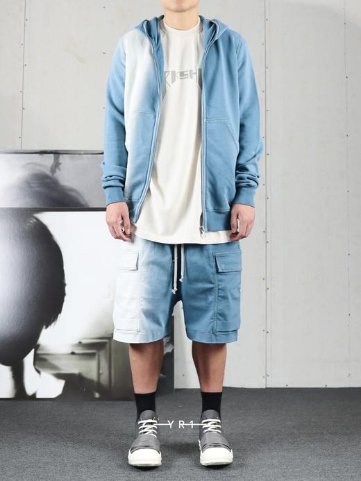 Rick Owens Drkshdw | HOLLYWOOD渐变蓝连帽衫 商品图3