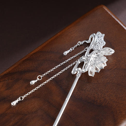 子佩集S990银【福荷清韵】发簪【QSFZ009】纯银花丝莲花荷花2504 商品图4