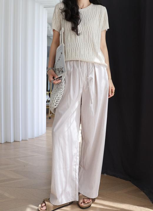 特殊织理工艺松弛感莱赛尔亚麻镂空网眼针织衫 商品图1