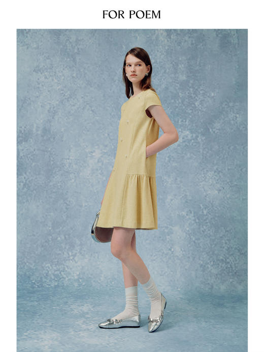 ForPoem 现货 25/SS原创设计肌理感精致珍珠花短袖连衣裙 商品图3