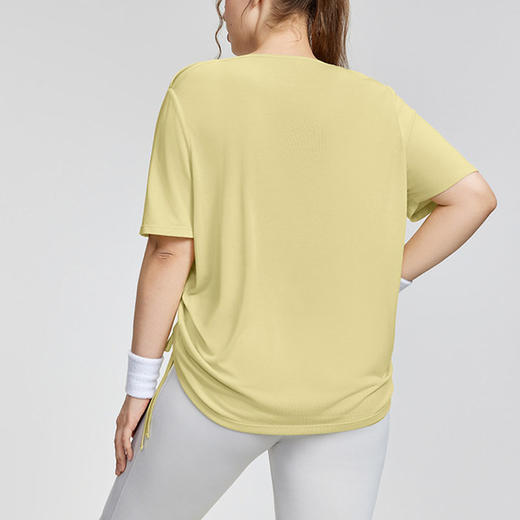 【限时秒】YOGACODE【火树银花系列】新款大码短袖t恤女可调节抽绳遮肉显瘦运动罩衫DWY215435 商品图3