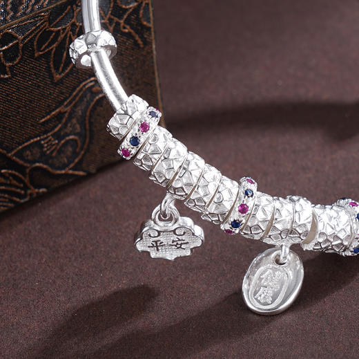 子佩集S999银【康乐永吉】童镯【ZZSZ006】纯银腰缠万贯钱串彩圈平安喜乐健康盘缠盘缠2504 商品图3