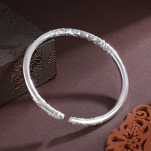 子佩集S999银【云浮祥遇】手镯【ZZSZ007】纯银祥云圆棍开口2504 商品图3