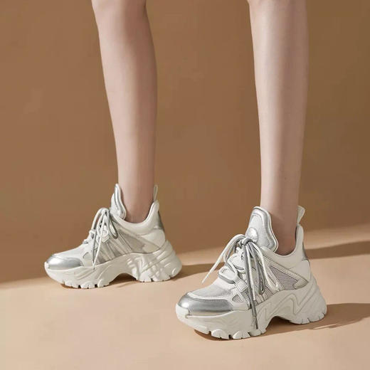 「K」洛诗琳15136设计师款气质超轻显高显瘦真皮老爹休闲运动鞋1110 商品图0