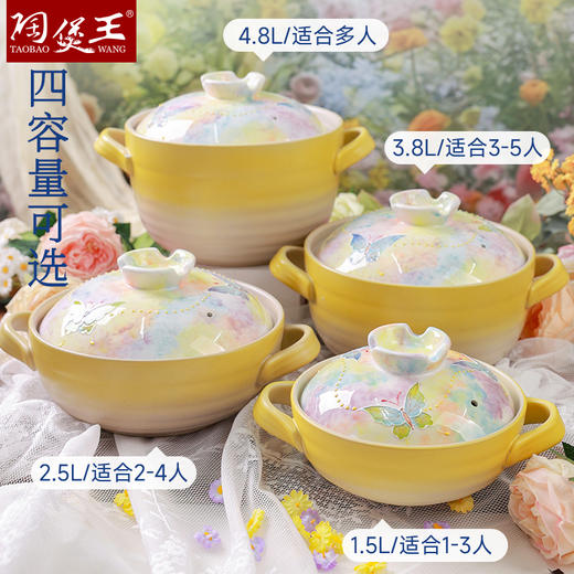 【唐味煲-紫韵蓝蝶】陶煲王新款手绘堆彩砂锅耐高温陶瓷煲汤锅家用炖汤陶瓷煲釉下彩浮雕蝴蝶锅 商品图7