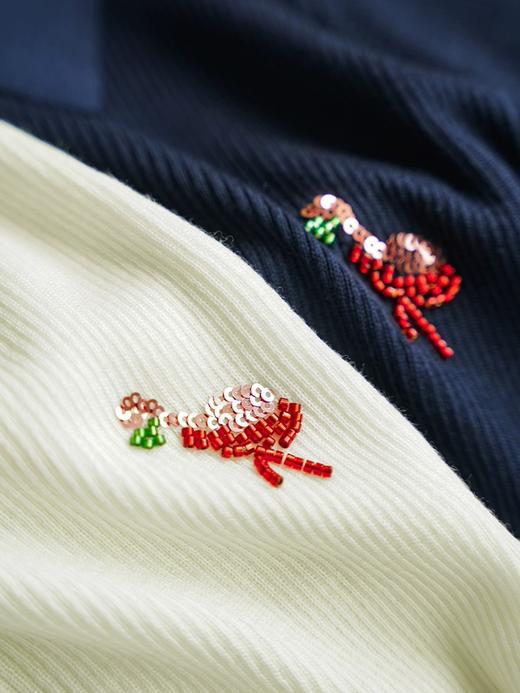 哥弟超细美丽诺桑蚕丝薄软抗起球手工珠片火烈鸟polo衫 商品图13