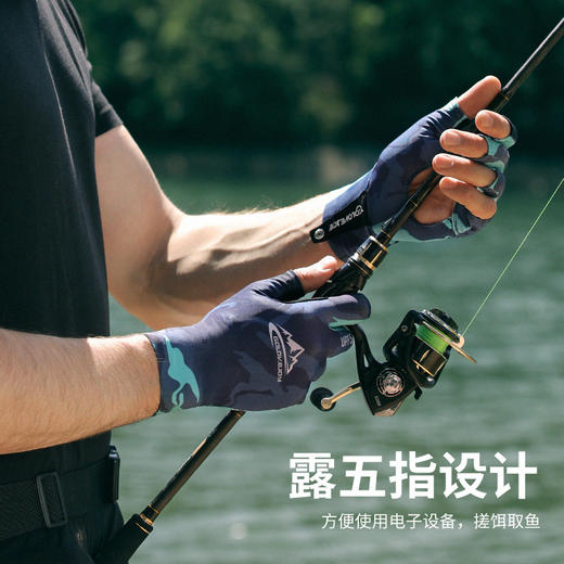 专业钓鱼手套男士夏季户外防晒半指冰丝透气路亚手套虎口加厚露指 商品图1