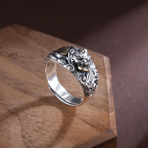 子佩集S925银【瑞兽风华】戒指【FJJZ001】纯银貔貅镀金仿古男士2504 商品图1
