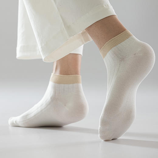 【脚腕粗杠短袜】男士短袜良品透气纯色袜子四季运动休闲双针抗菌防臭吸汗 商品图2